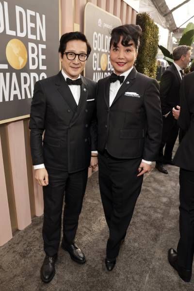 Ke Huy Quan with his wife Echo at the Golden Globes