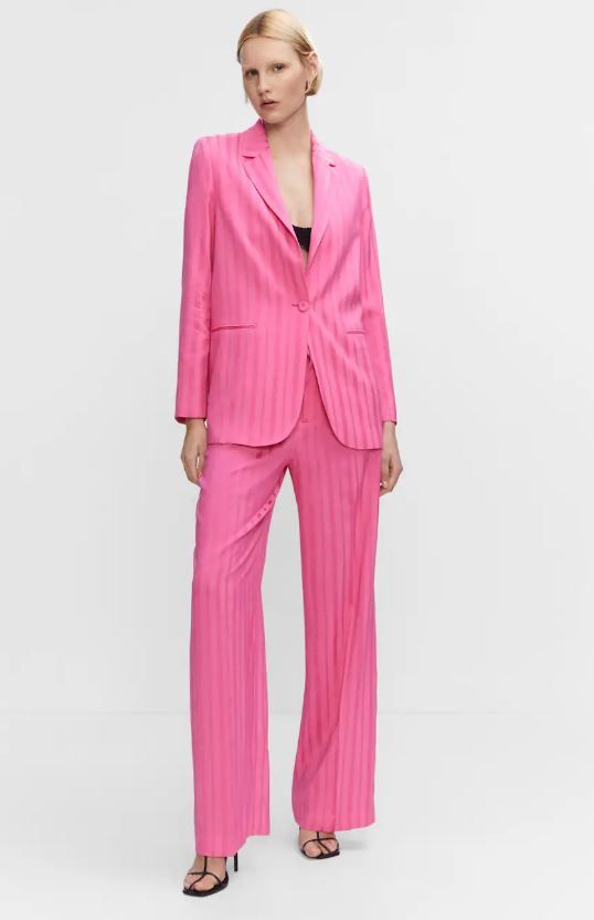 mango pink striped suit