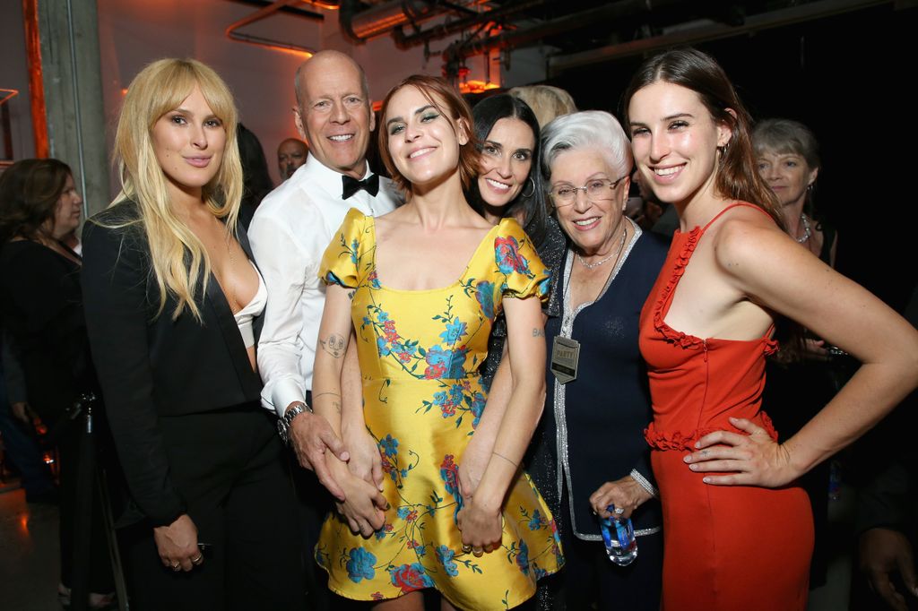 Rumer Willis, Bruce Willis, Tallulah Belle Willis, Demi Moore, Marlene Willis and Scout LaRue Willis attend the after party for the Comedy Central Roast of Bruce Willis at NeueHouse on July 14, 2018 in Los Angeles, California