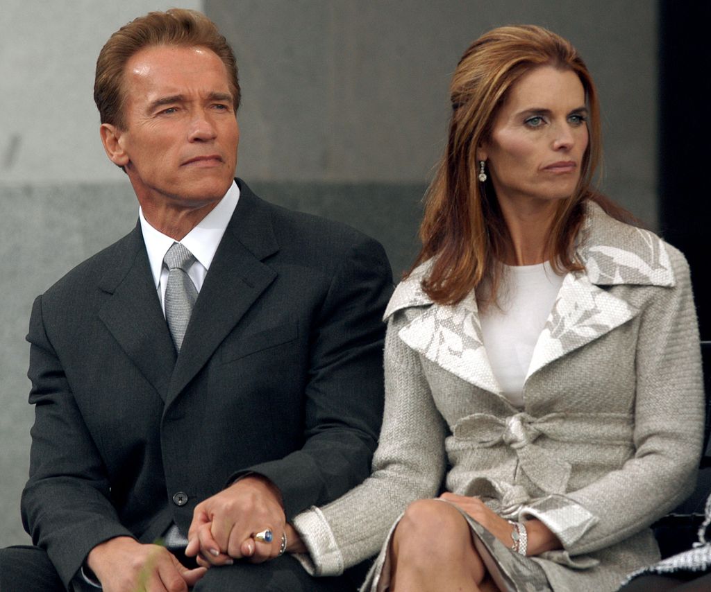 Arnold Schwarzenegger and wife Maria Shjriver after givigng his inaugural address as after being sworn in as California's 38th Governor during a ceremony at the State Capitol in Sacramento