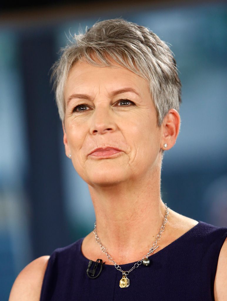 Jamie Lee Curtis up close in black dress