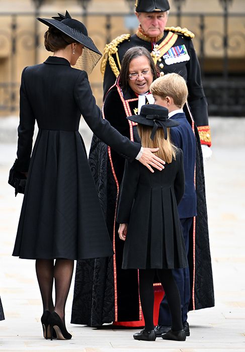 kate middleton and princess charlotte at queens funeral