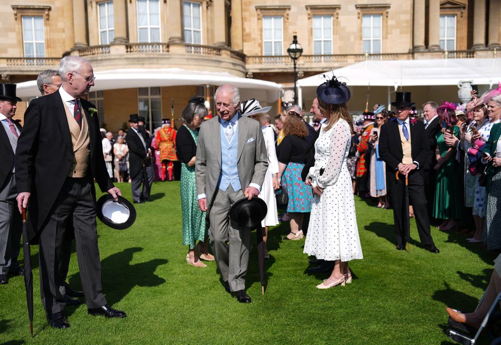 King Charles III at a Royal Garden Party at Buckingham Palace