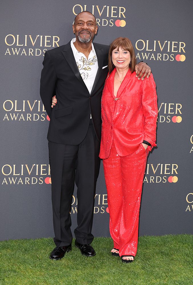Lenny Henry and Lisa Makin on the green carpet for The Olivier Awards in April