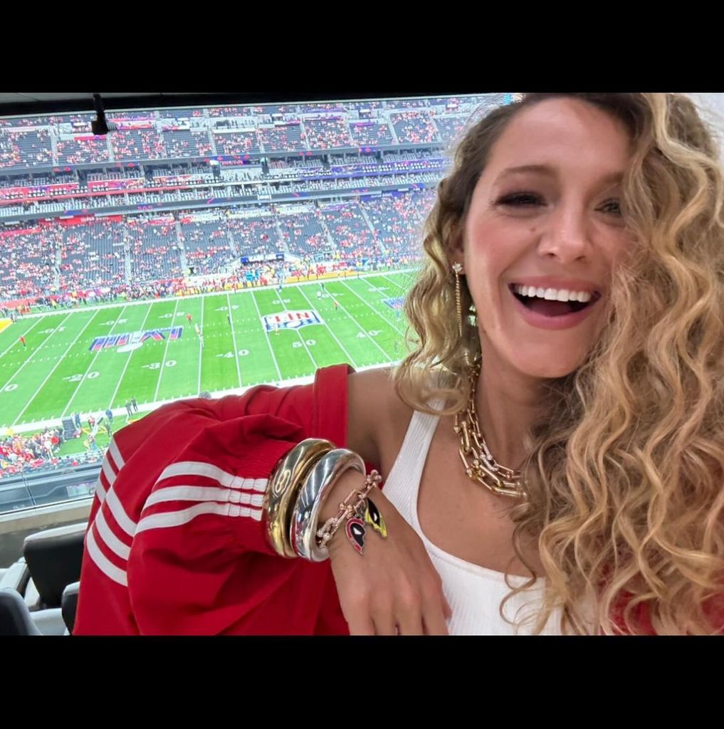 Blake shares a selfie from the Super Bowl