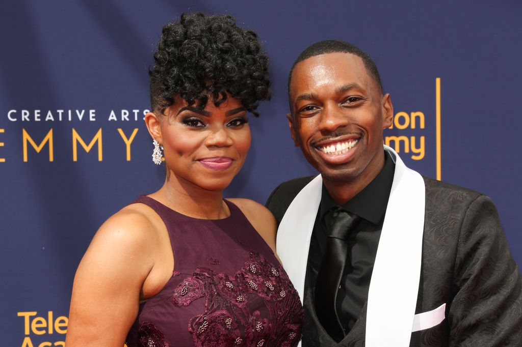Actors Kelly Jenrette (L) and Melvin Jackson Jr. (R) attend the 2018 Emmy Awards 