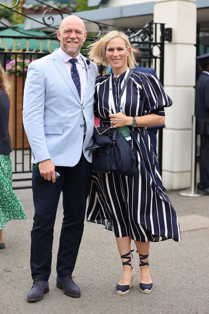 Mike Tindall and Zara Tindall in striped dress