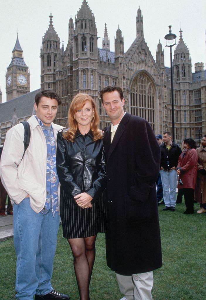 Matt LeBlanc, Sarah Ferguson, Matthew Perry outside parliament