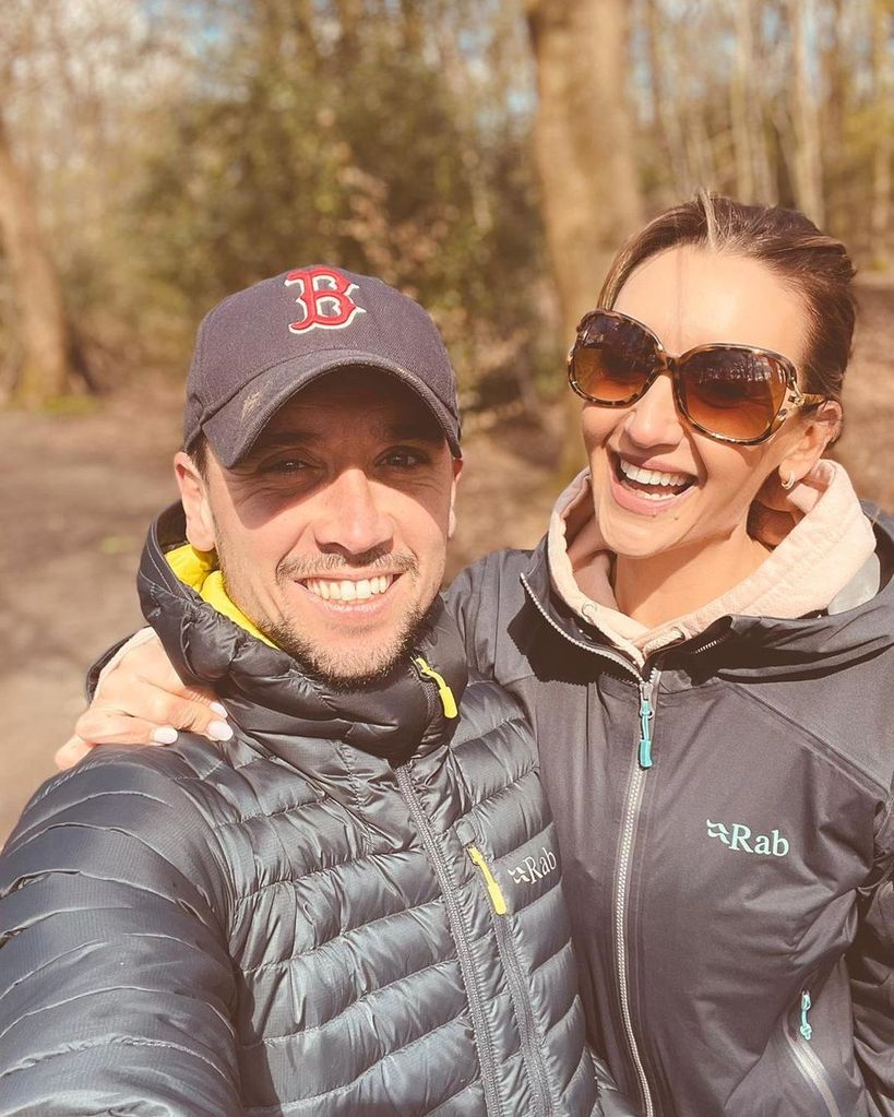 Catherine Tyldesley's and her husband smiling for a selfie