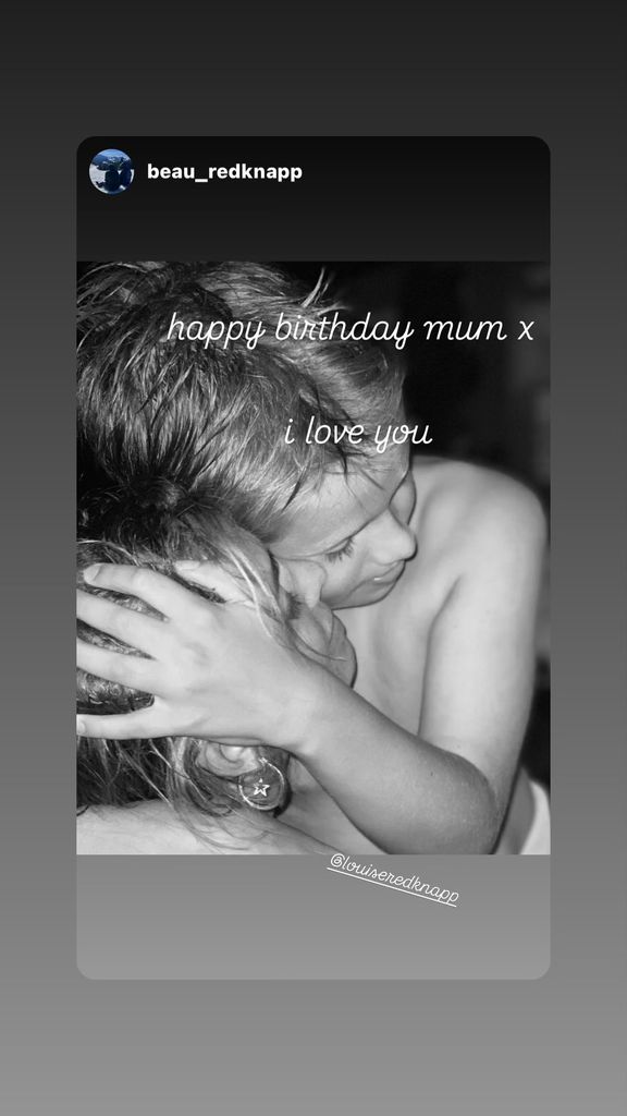 Beau Redknapp's Instagram Story wishing his mother a happy birthday