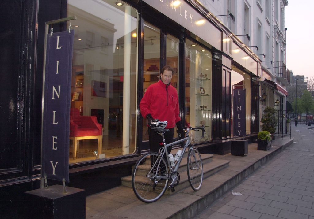 David preparing to leave for his cycle challenge to Paris in 2003