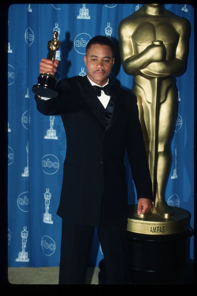 Cuba Gooding Jr holds his award for Best Performance By An Actor In A Supporting Role for "Jerry Maguire" at the 69th Annual Academy Awards ceremony March 24, 1997 in Los Angeles, CA