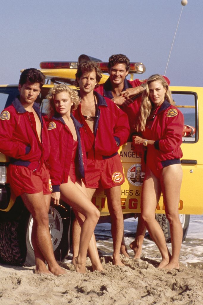 Erika with the Baywatch cast on the beach