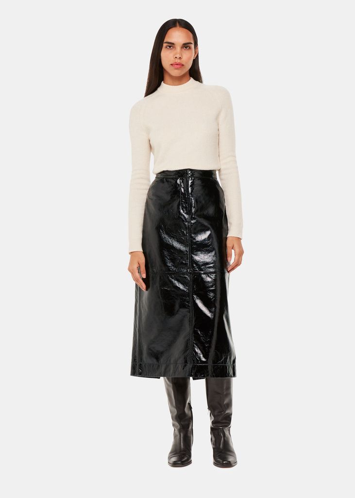 EXACT MATCH: Whistles Black Rachel Patent Leather Skirt