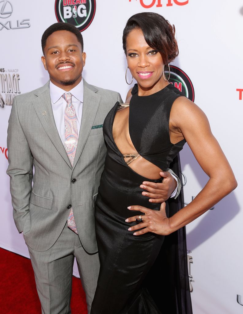 Actress Regina King (R) and son Ian Alexander Jr attend the 45th NAACP Image Awards presented by TV One at Pasadena Civic Auditorium on February 22, 2014 in Pasadena, California.