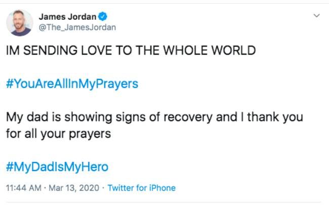 james jordan dad health update twitter