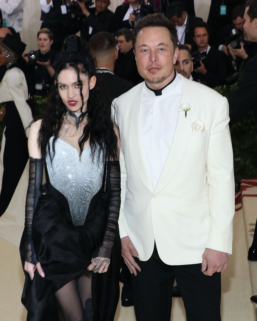 Grimes and Elon stood for a photo at the Met Gala 2018