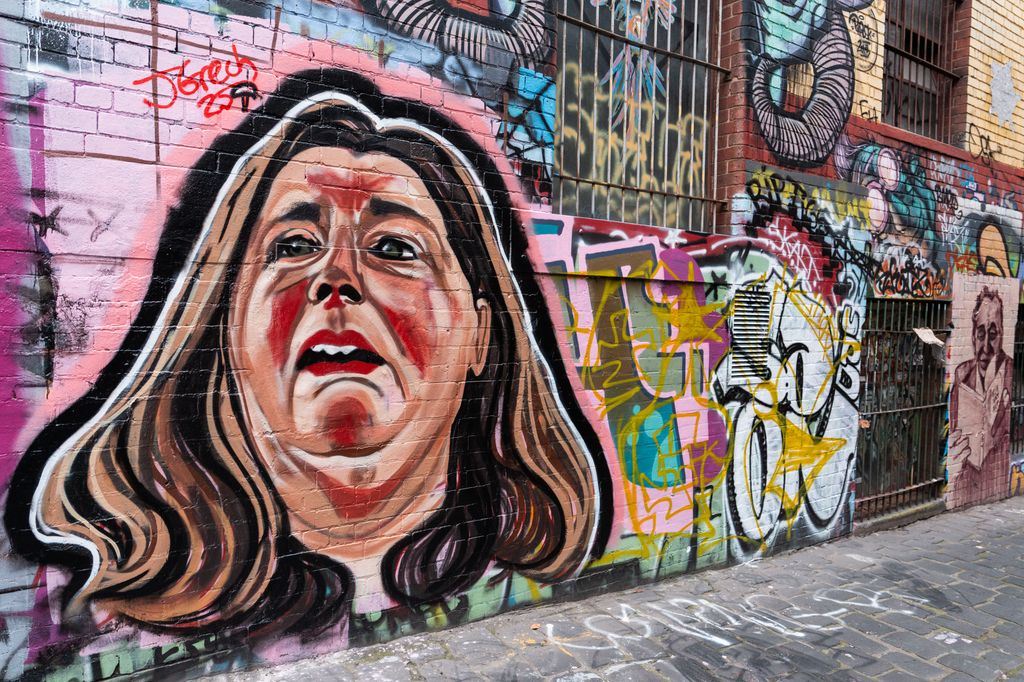 A mural of Erin Patterson was painted by a street artist in Melbourne, Australia
