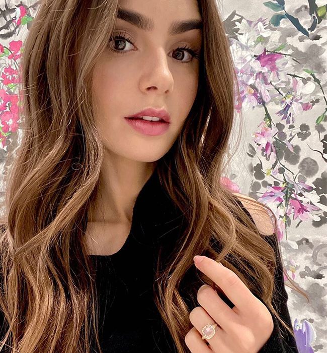 lily collins engagement ring accessory
