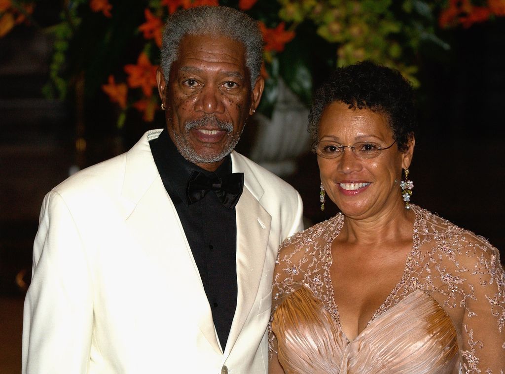 Morgan Freeman en costume blanc et son ex-femme, Myrna Colley-Lee 