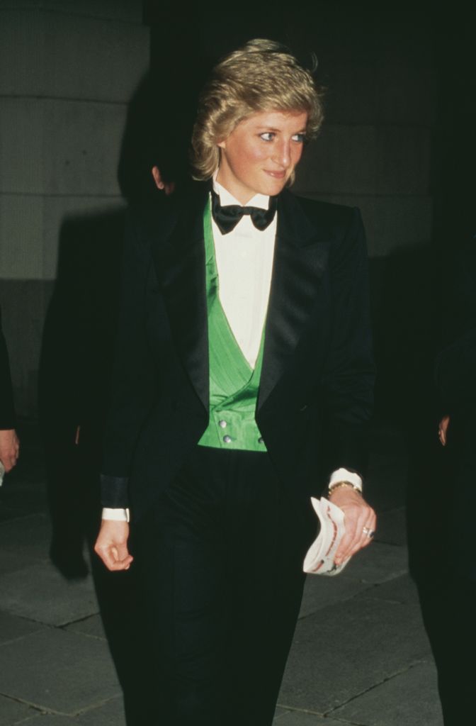 Princess Diana in a green waistcoat