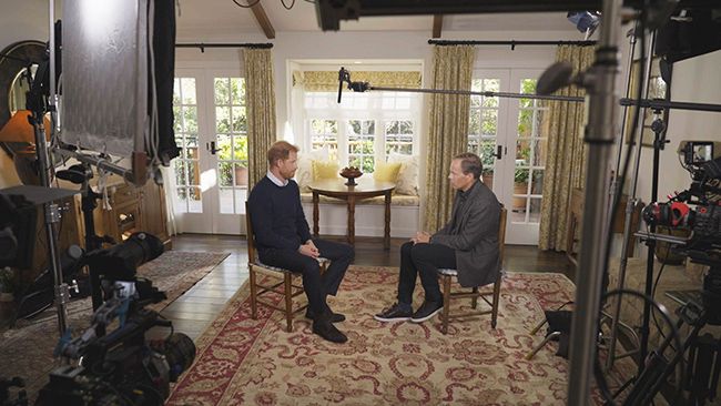 Prince Harry and Tom Bradby during the interview which was filmed in Montecito on 20 December