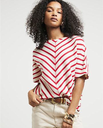 Red Textured Stripe T-Shirt