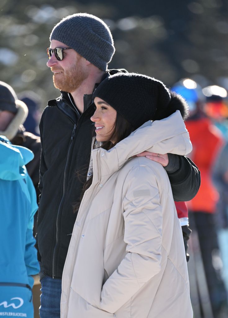 Prince Harry and Meghan Markle in wintery clothing