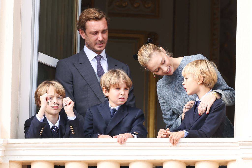 Stefano Ercole Carlo Casiraghi, Pierre Casiraghi, Maximilian Casiraghi, Beatrice Borromeo and Francesco Casiraghi attend the Monaco National Day 2025