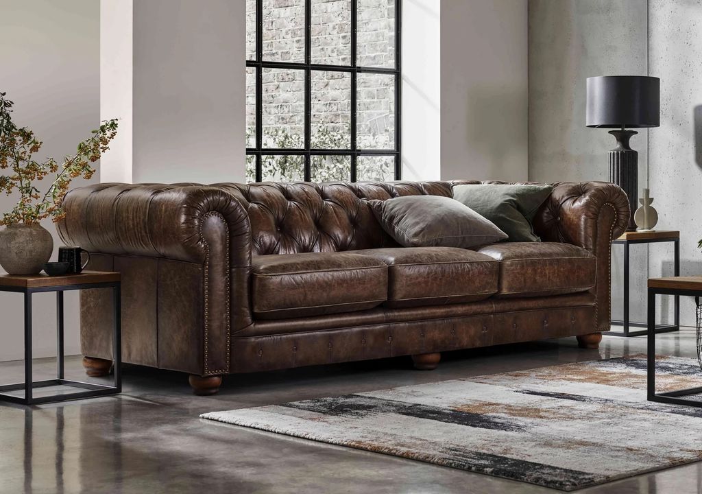 Shackleton 4 Seater Leather Chesterfield Sofa
