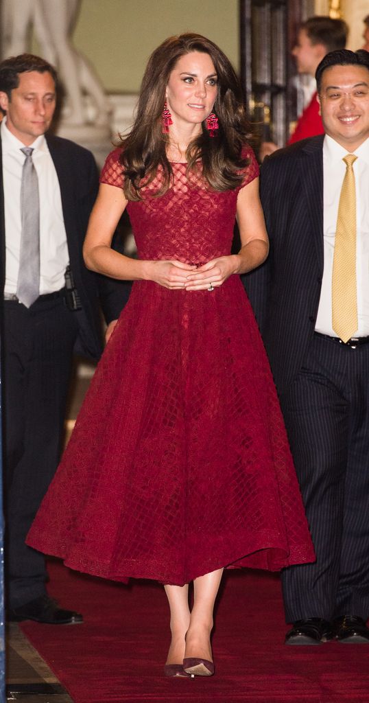 The Princess of Wales in red dress and heels