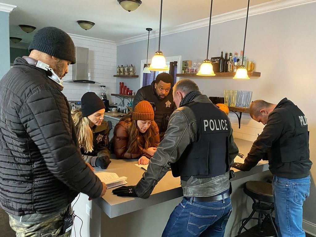 The Chicago PD team were pictured in a BTS photo - but there was no sign of Patrick Flueger