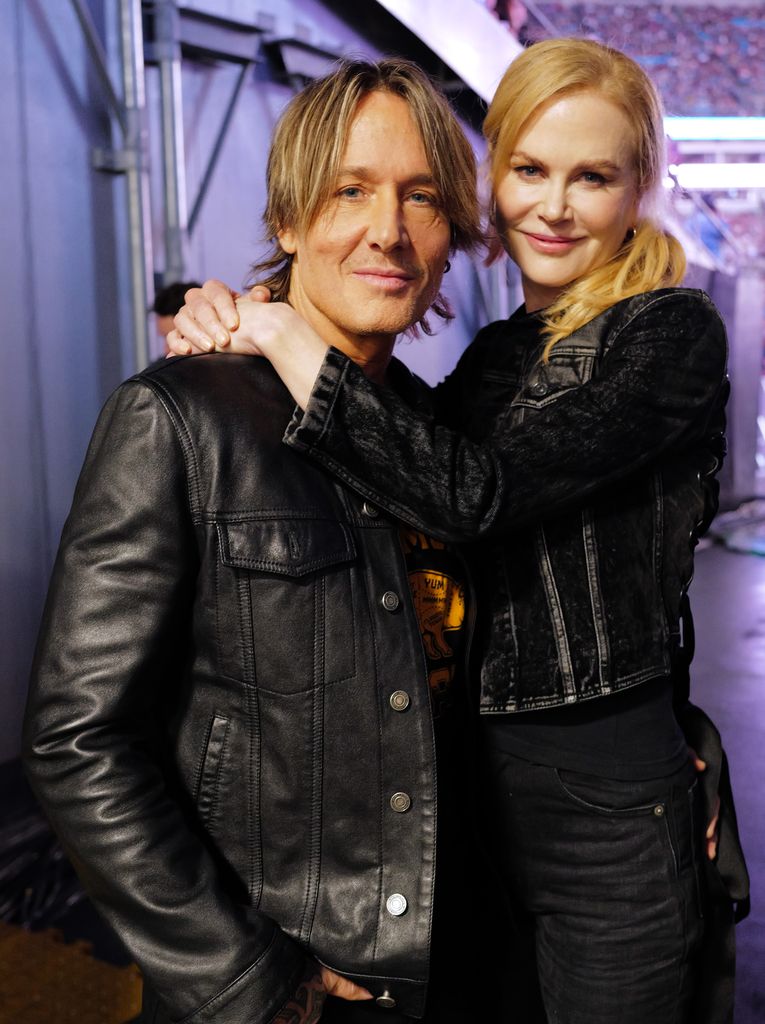 Keith Urban and Nicole Kidman are seen backstage at the Concert For Carolina Benefit Concert at Bank of America Stadium on October 26, 2024 in Charlotte, North Carolina.