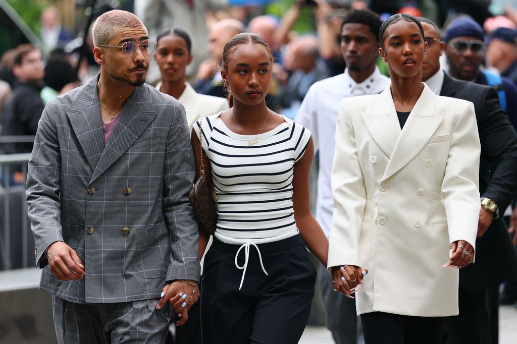 Quincy Brown, Chance Combs and D'Lila Star Combs, the children of Sean "Diddy" Combs arrive for Sean Combs' trial at Manhattan Federal Court on May 13, 2025 in New York City. Combs, 55, has pleaded not guilty on all counts, which include a racketeering charge alleging the hip-hop pioneer was the leader of a sex crime ring that included drug-fueled sex parties by use of force, threats and violence.