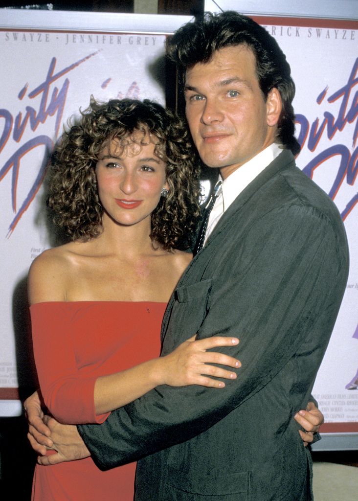 Jennifer Gray dan Patrick Swayze di pemutaran perdana film "Tarian kotor" pada tahun 1987 