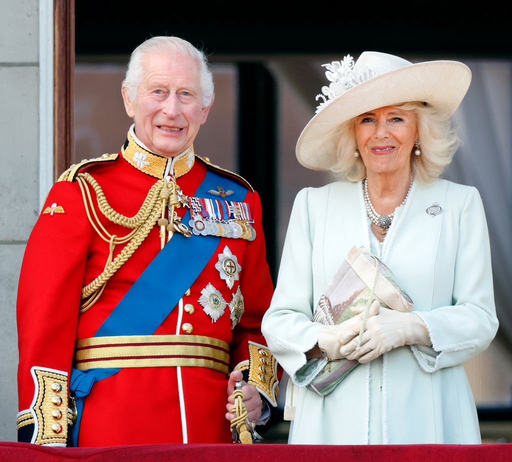 Charles and Camilla on balcony at Trooping The Colour 2024