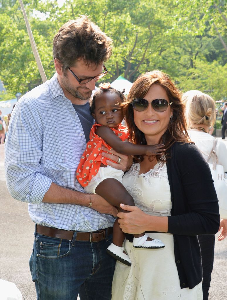 NEW YORK, NY - MAY 23:  Actor Peter Hermann, actress Mariska Hargitay with their baby girl, Amaya Josephine attend the 20th Annual Playground Partners Family Party at Central Park, Heckscher Softball Fields on May 23, 2012 in New York City.  (Photo by Slaven Vlasic/Getty Images)