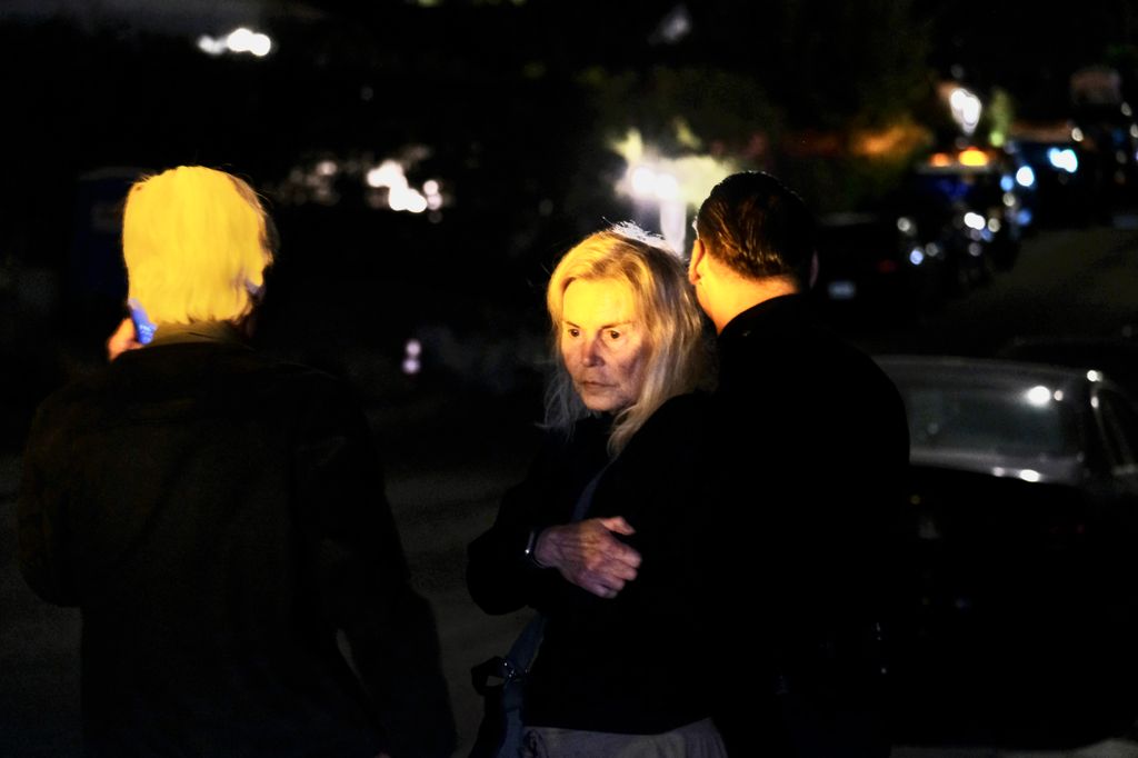 Keith Morrison, Matthew Perry's stepfather,  (L) and Suzanne Perry, Matthew Perry's mother, are seen outside of Perry's home on October 28, 2023 in Pacific Palisades