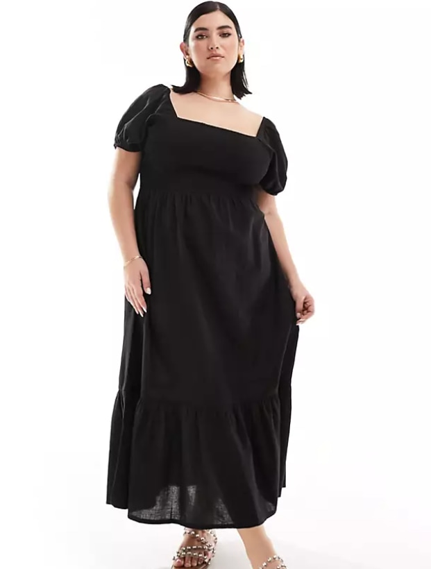 asos plus size black dress 