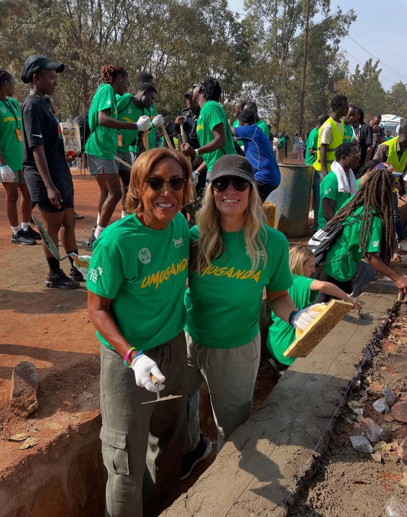 Photo shared by Robin Roberts featuring Amber Laign of the two volunteering in Rwanda on their 20th anniversary