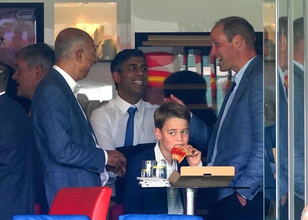 The Prince of Wales (right), Prime Minister Rishi Sunak and Prince George in the box during day four of the second Ashes test match