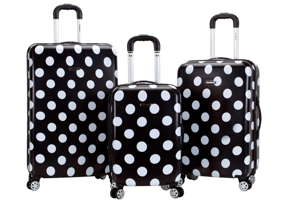 Rockland Laguna Beach Hardside Spinner Wheel Luggage polka dot.
