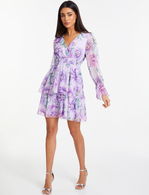quiz lilac floral mini dress 