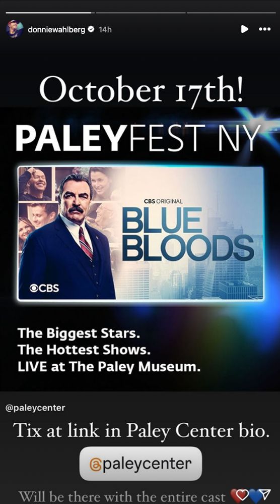 Donnie Wahlberg mengumumkan pemeran Blue Bloods akan menghadiri PaleyFest