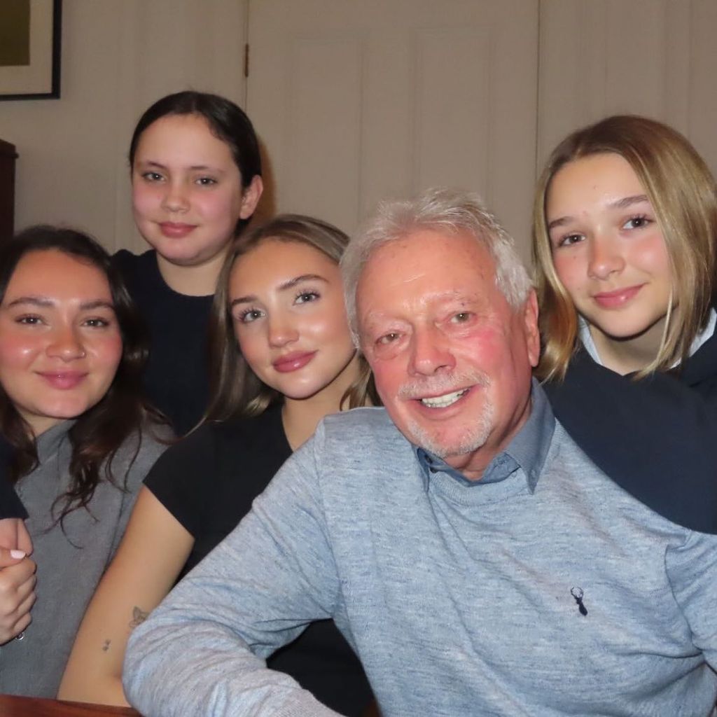 Harper Beckham with grandad Anthony Adams and cousins Libby, Tallulah-May and Quincy