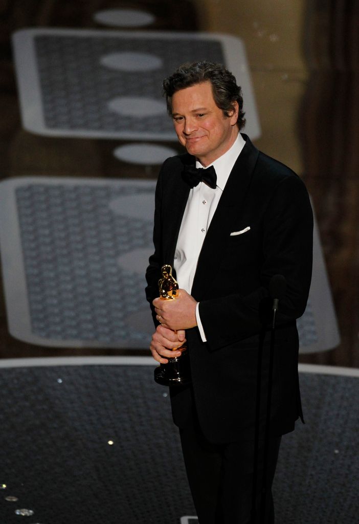 Colin Firth accepts his Oscar for Best Actor during the show of the 83rd Annual Academy Awards at the Kodak Theatre in Los Angeles, CA on February 27, 2011.  (Photo by Robert Gauthier/Los Angeles Times via Getty Images)