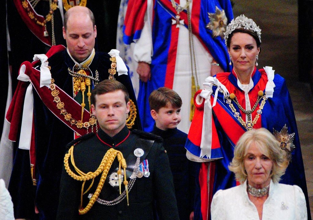 Prince Louis pulls a coy smile during the King's coronation
