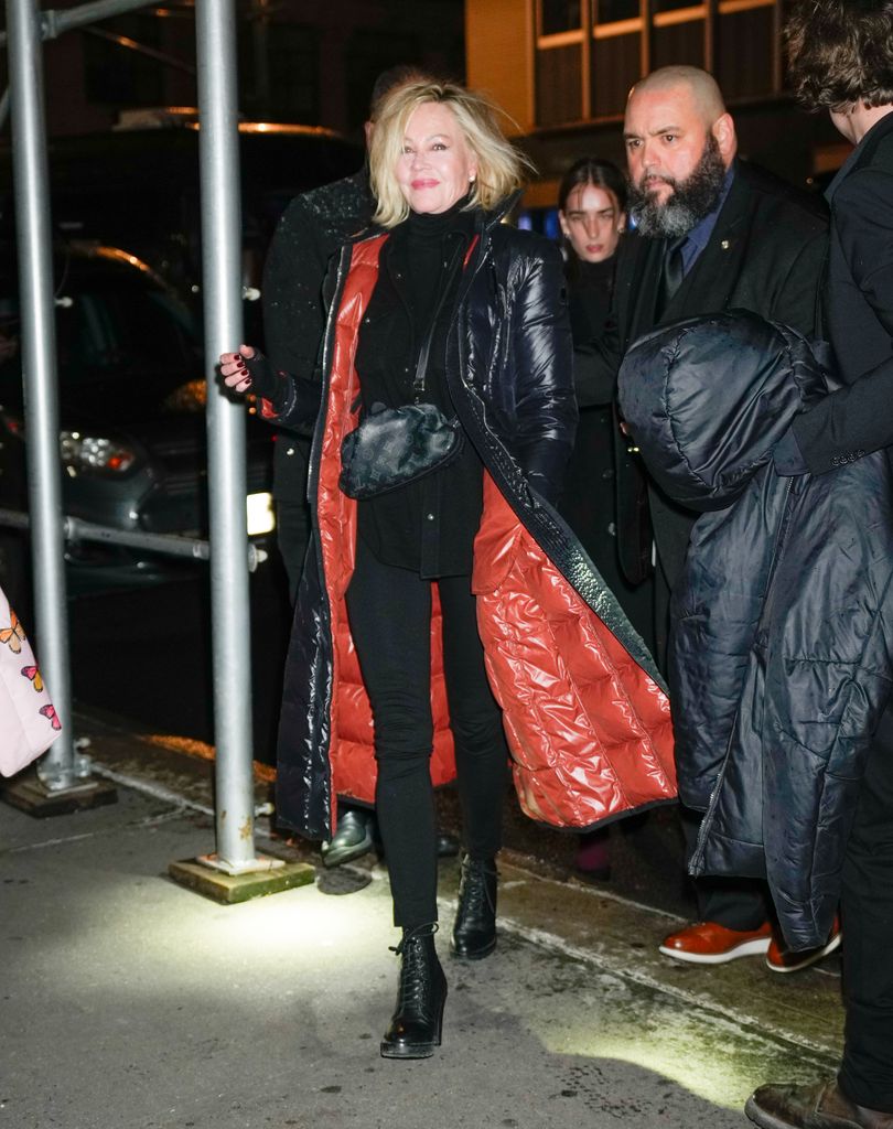 Melanie Griffith arrives at the SNL afterparty on January 28, 2024 in New York City