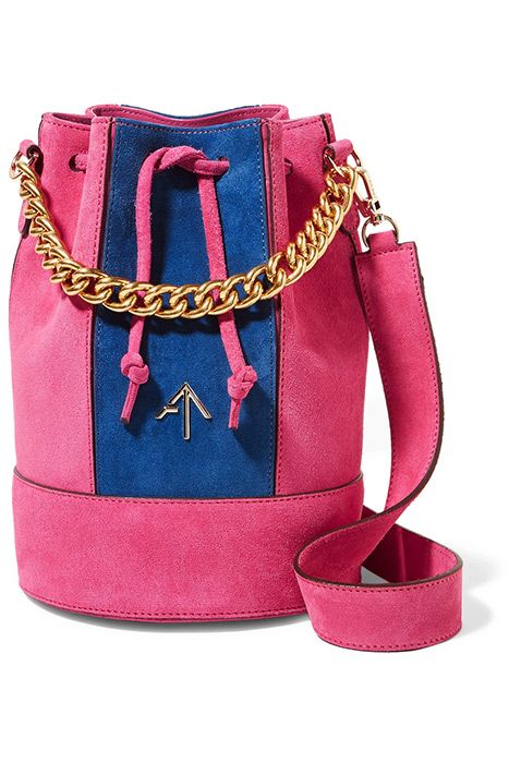 manu atelier pink blue bucket bag