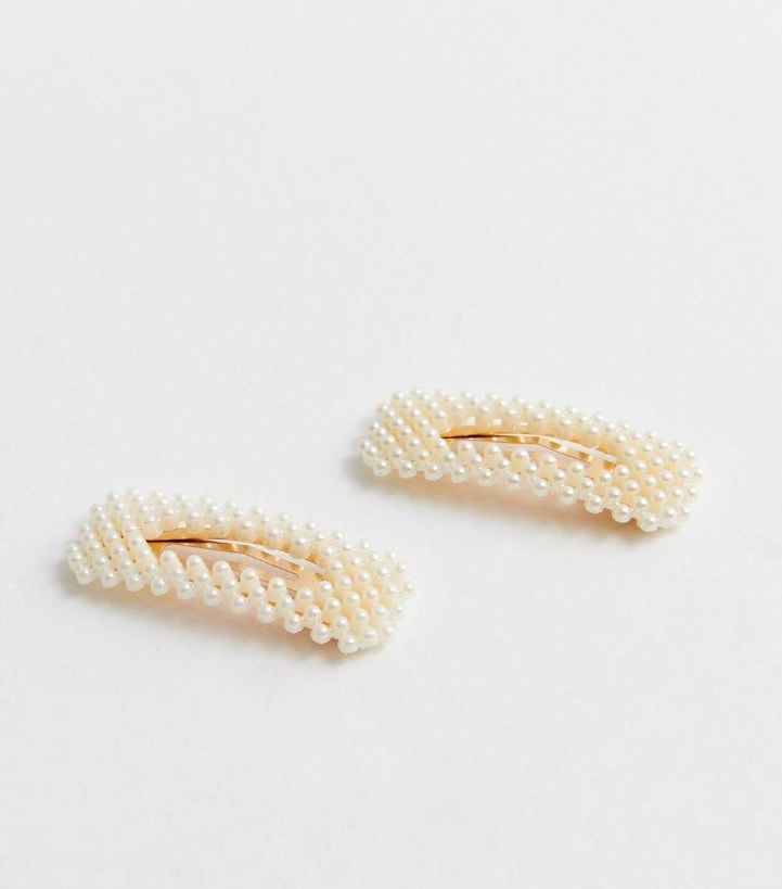 2 Pack Faux Pearl Hair Slides - New Look